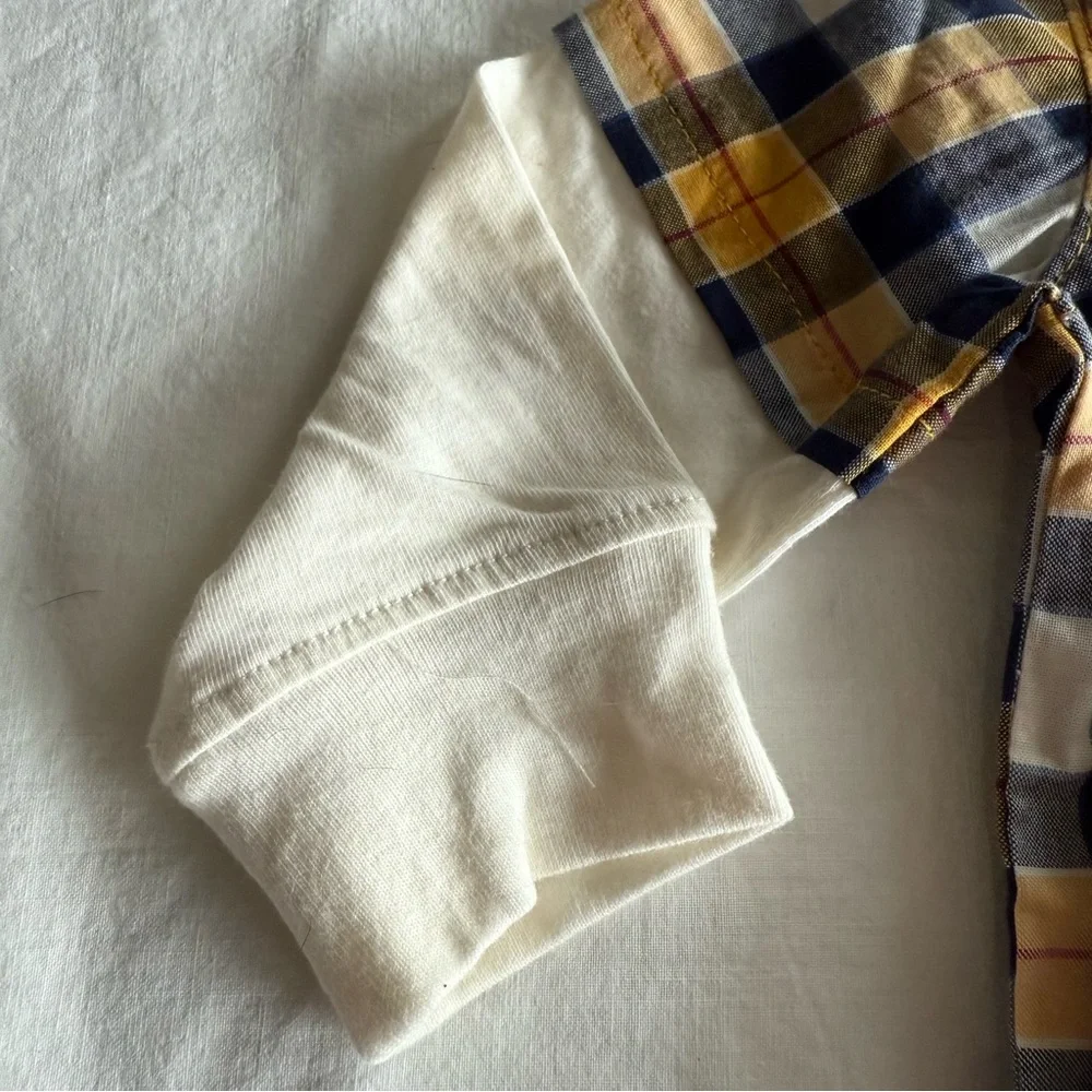 NWT Carter's Navy and Mustard Plaid Button Down Shirt & Pants Set Size 6 Month